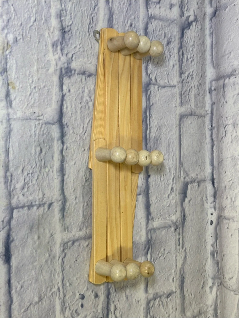 Vintage Wooden Accordion 10 Peg Rack Wall Coat Hat Hooks Expandable